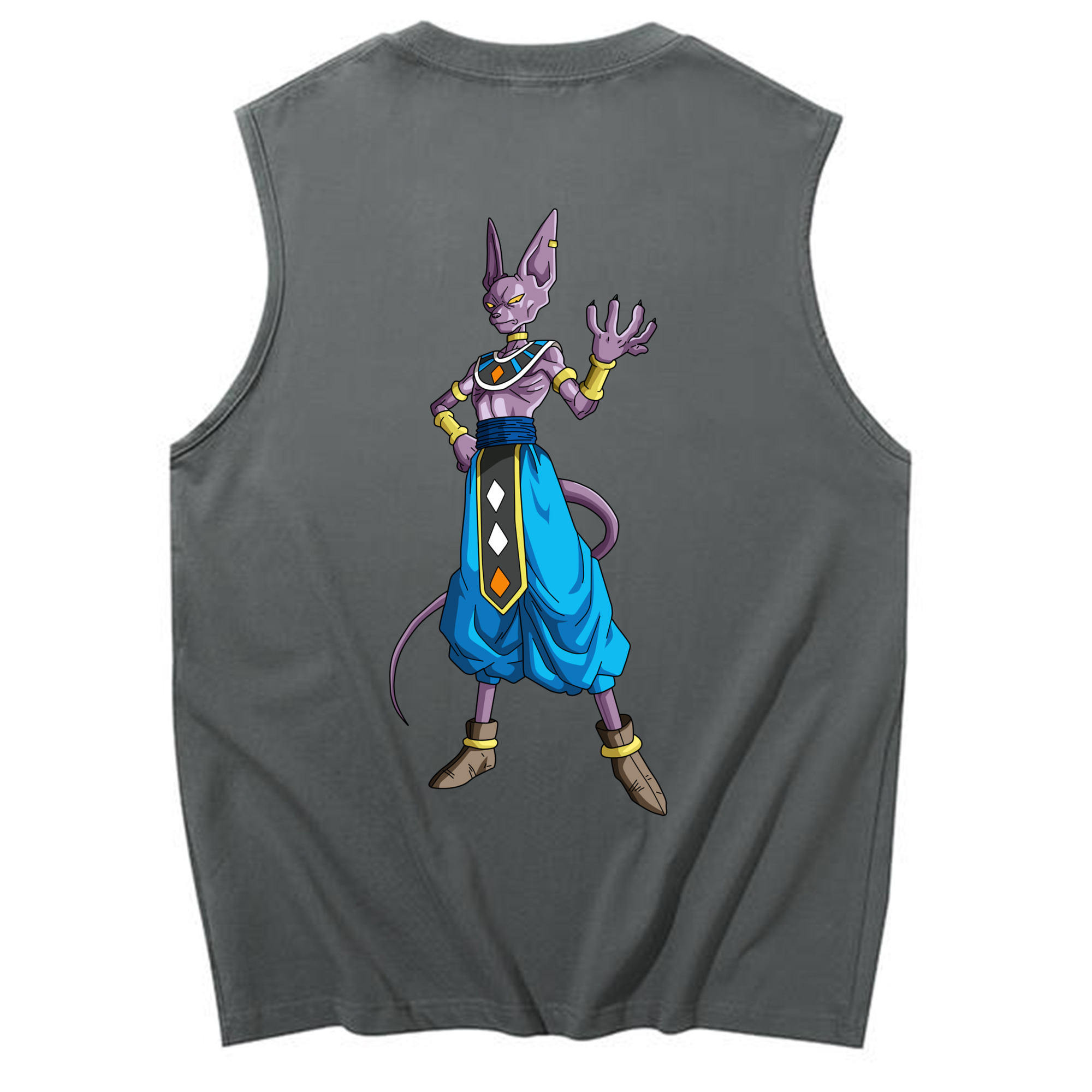 （画像用） ドラゴンボール ビルス 破壊神ビルス DRAGON BALL Beerus Birusu コットン100％タンクトップ（背面プリント）